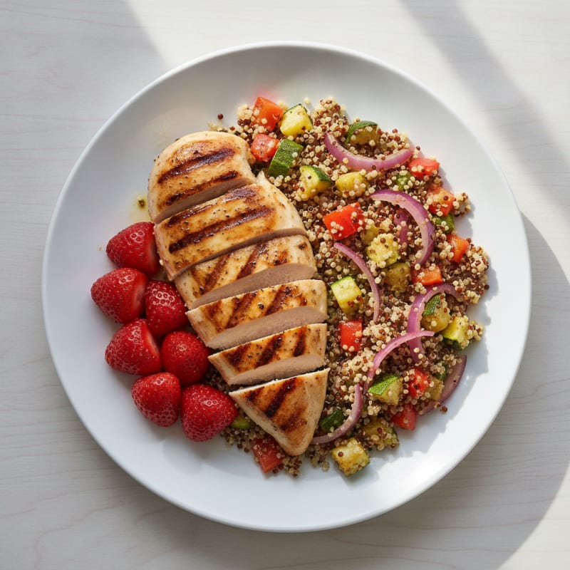 Grilled Chicken Breast with Roasted Vegetable Quinoa Salad