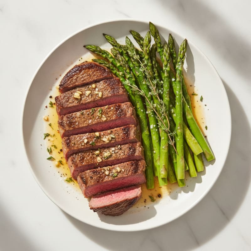 Garlic Herb Butter Steak with Asparagus