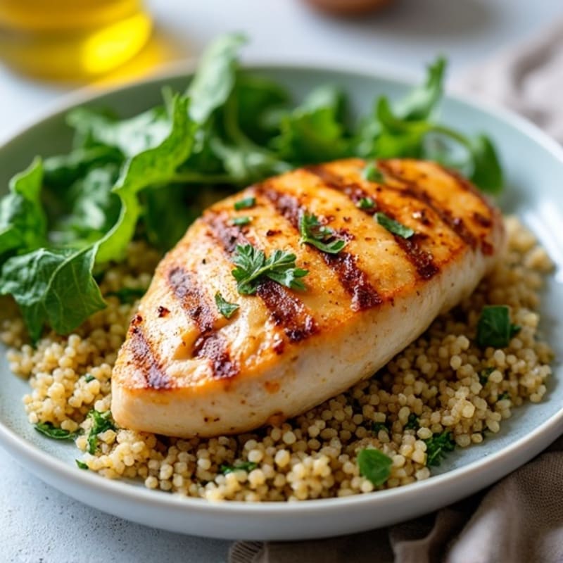 Grilled Chicken Breast with Mixed Greens and Quinoa