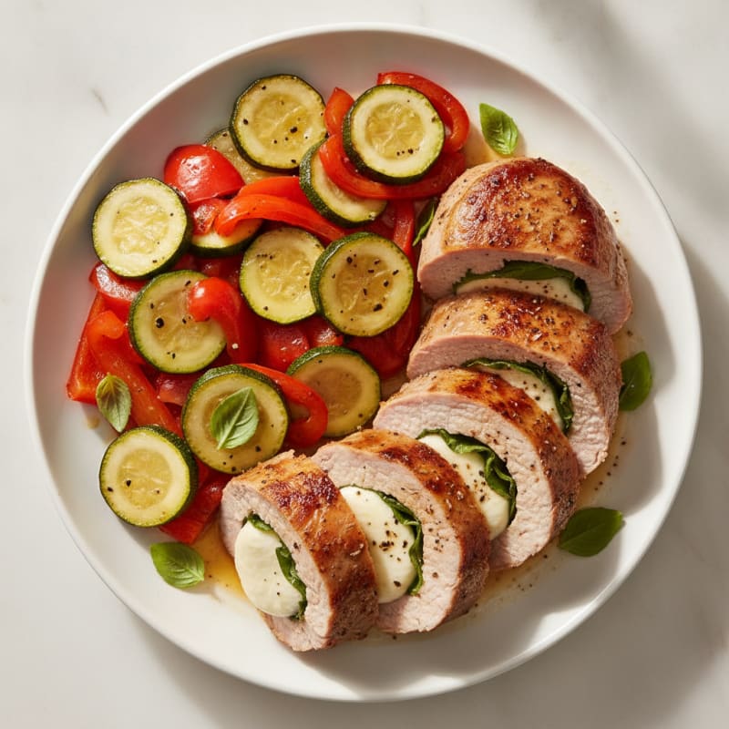 Pork Tenderloin Stuffed with Mozzarella and Basil