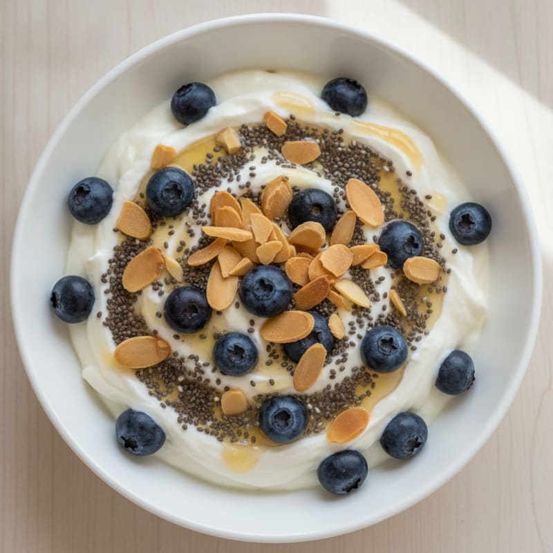 Creamy Greek Yogurt Protein Parfait with Chia and Almonds