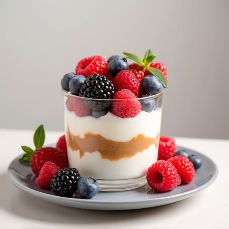 Greek Yogurt Protein Parfait with Almond Butter and Berries