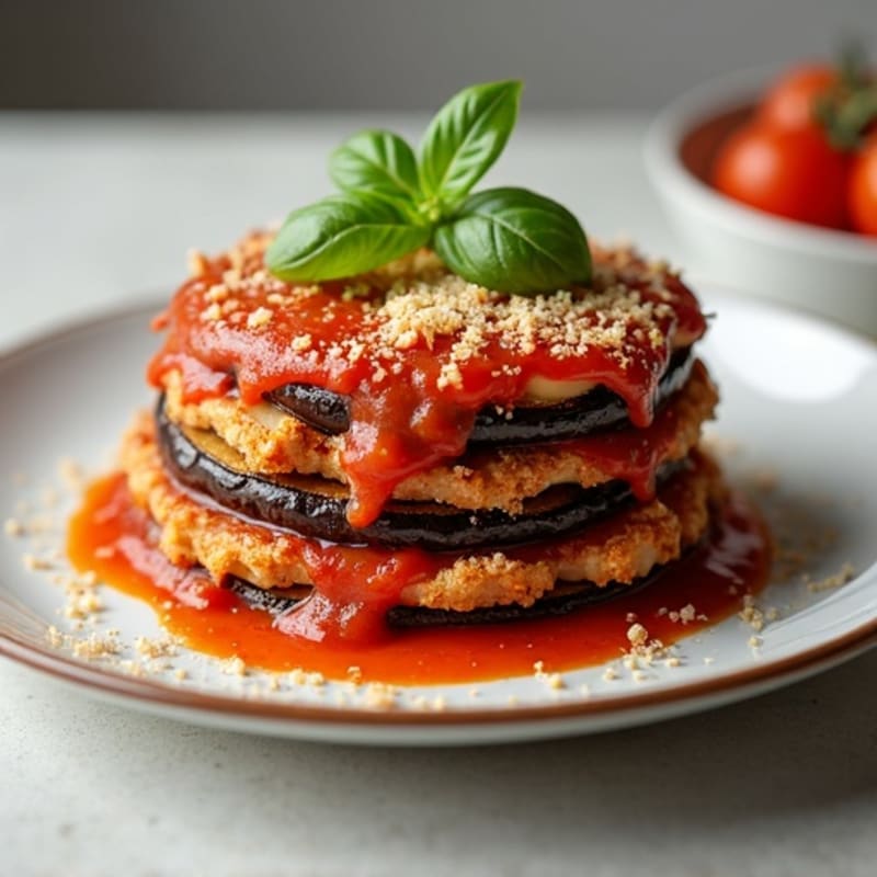 Crispy Baked Eggplant Parmesan Stack
