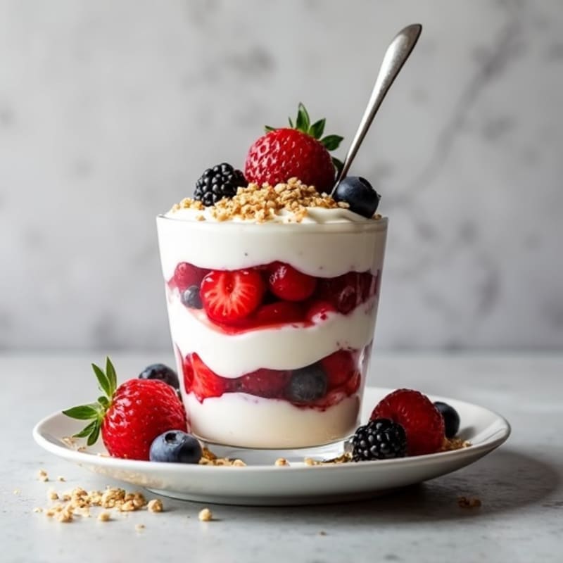 Creamy Greek Yogurt Protein Parfait with Mixed Berries and Hemp Seeds