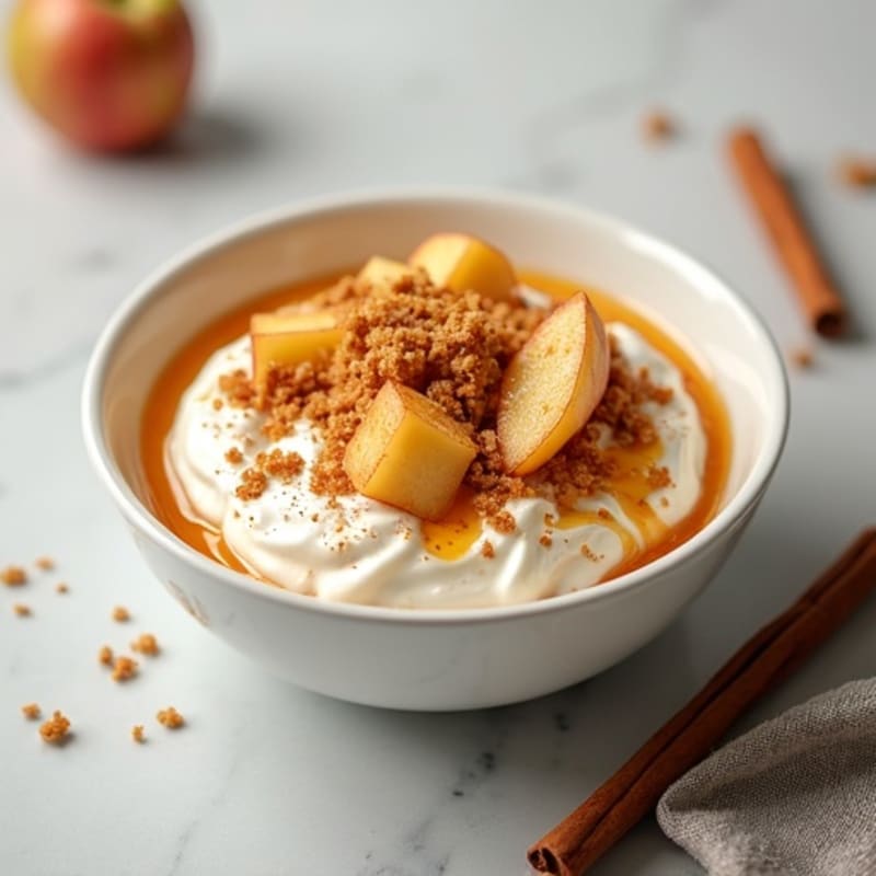 Creamy Greek Yogurt with Cinnamon Apples and Crunchy Graham Crumbles