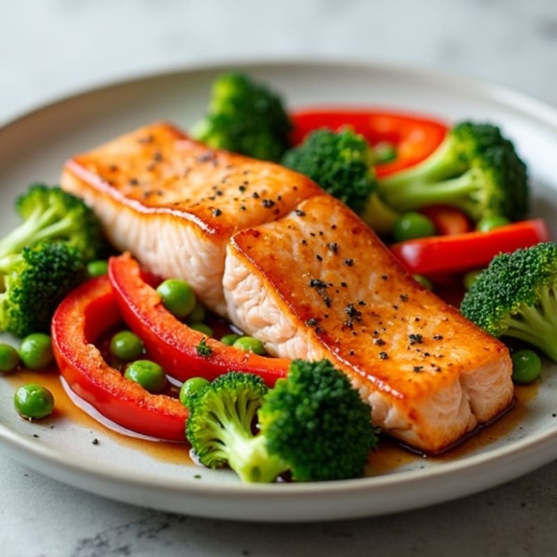 Honey-Ginger Glazed Salmon with Sesame Vegetables