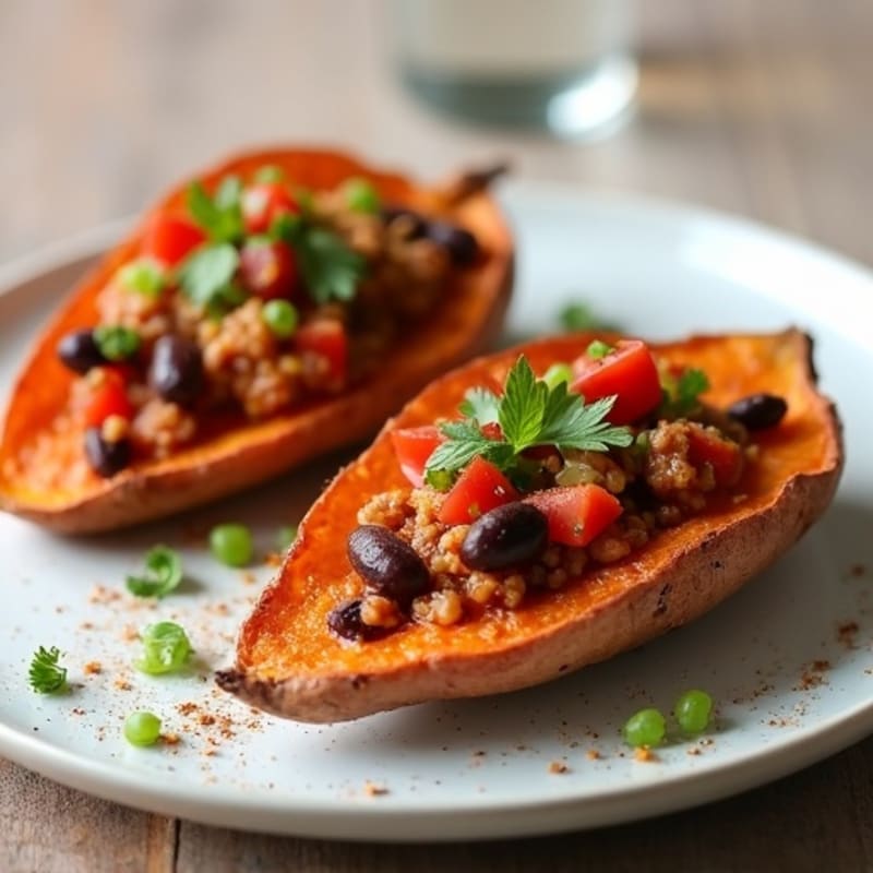 Crispy Sweet Potato Skins with Turkey Chili
