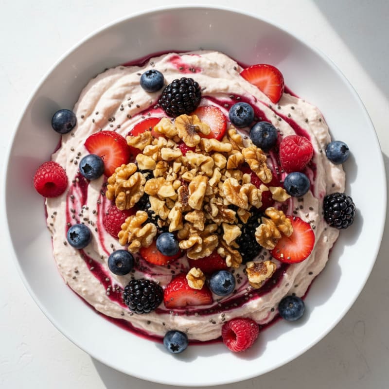 Silky Greek Yogurt Protein Pudding with Mixed Berries