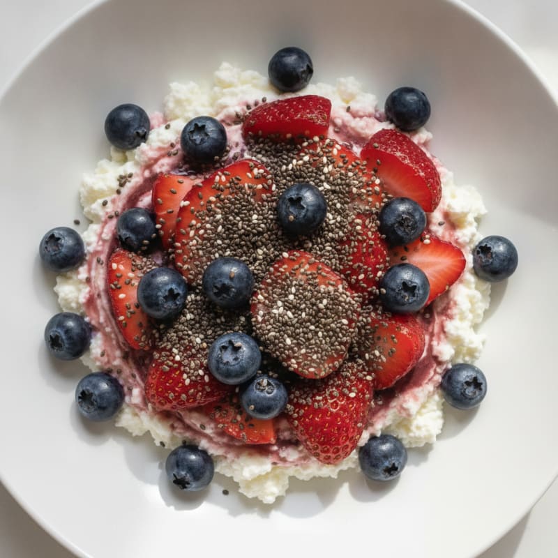 Cottage Cheese Berry Bowl with Chia Seeds