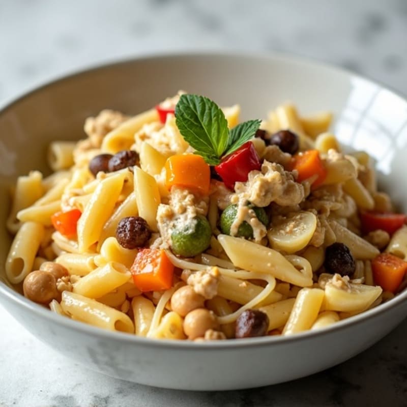 Creamy Cashew Alfredo Pasta with Roasted Veggies