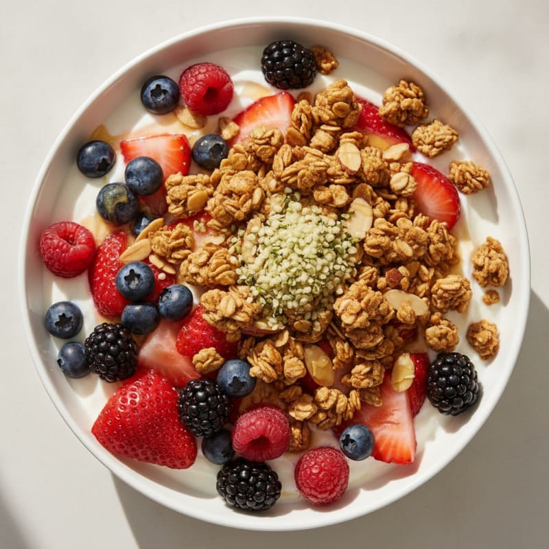 Creamy Greek Yogurt Bowl with Mixed Berries and Protein Granola
