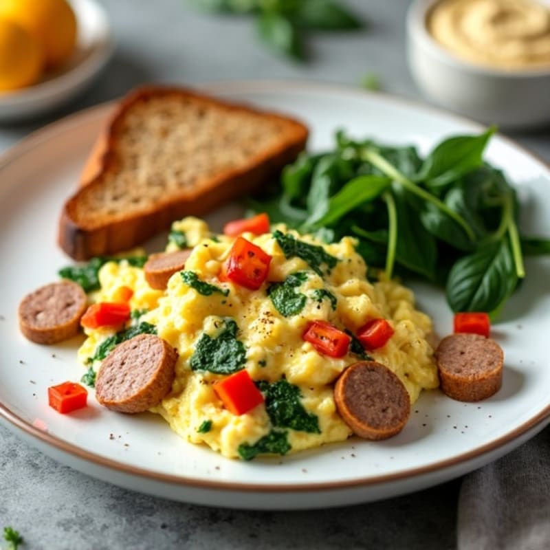Egg White Scramble with Spinach and Turkey Sausage
