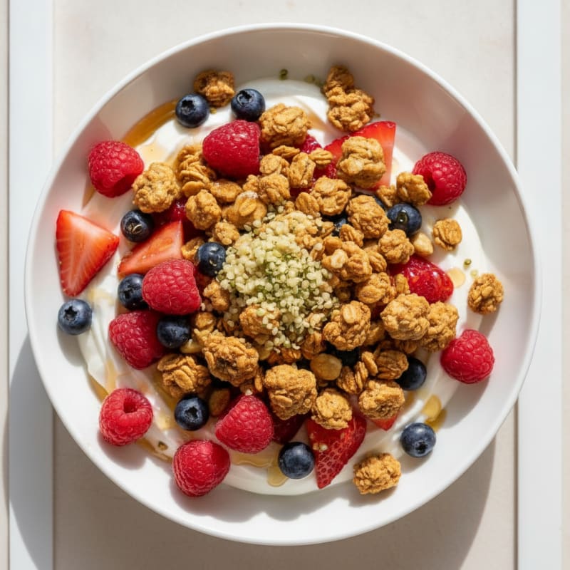 Greek Yogurt Bowl with Mixed Berries and Protein Granola