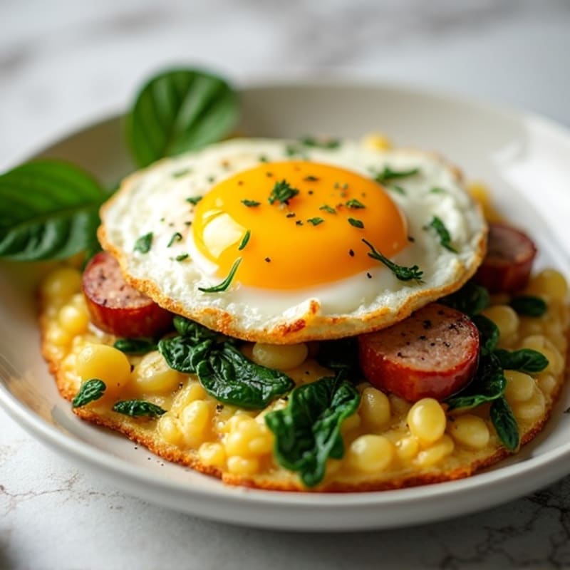 Cottage Cheese Scramble with Turkey Sausage and Spinach