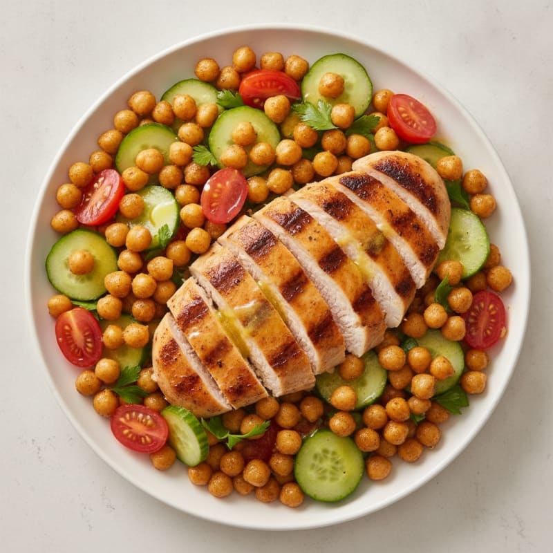 Grilled Chicken Breast with Crunchy Chickpea Salad