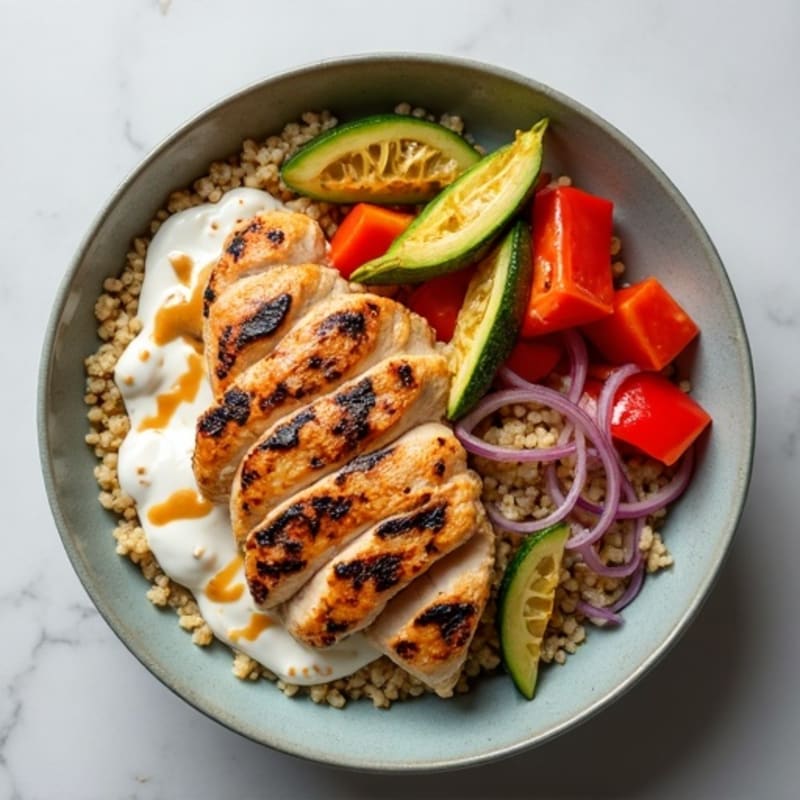 Grilled Chicken and Roasted Vegetable Bowl with Quinoa