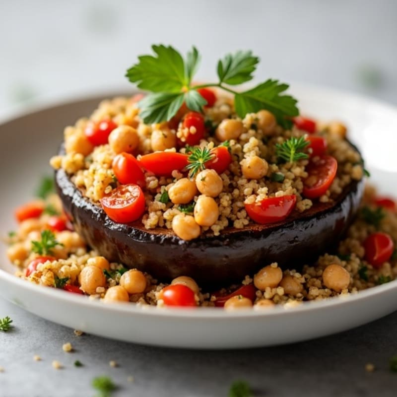 Roasted Eggplant with Savory Lentil-Quinoa Stuffing