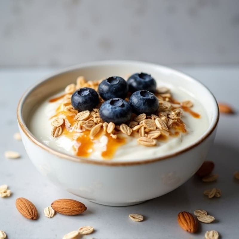 Fluffy Greek Yogurt Protein Oats with Almond Butter