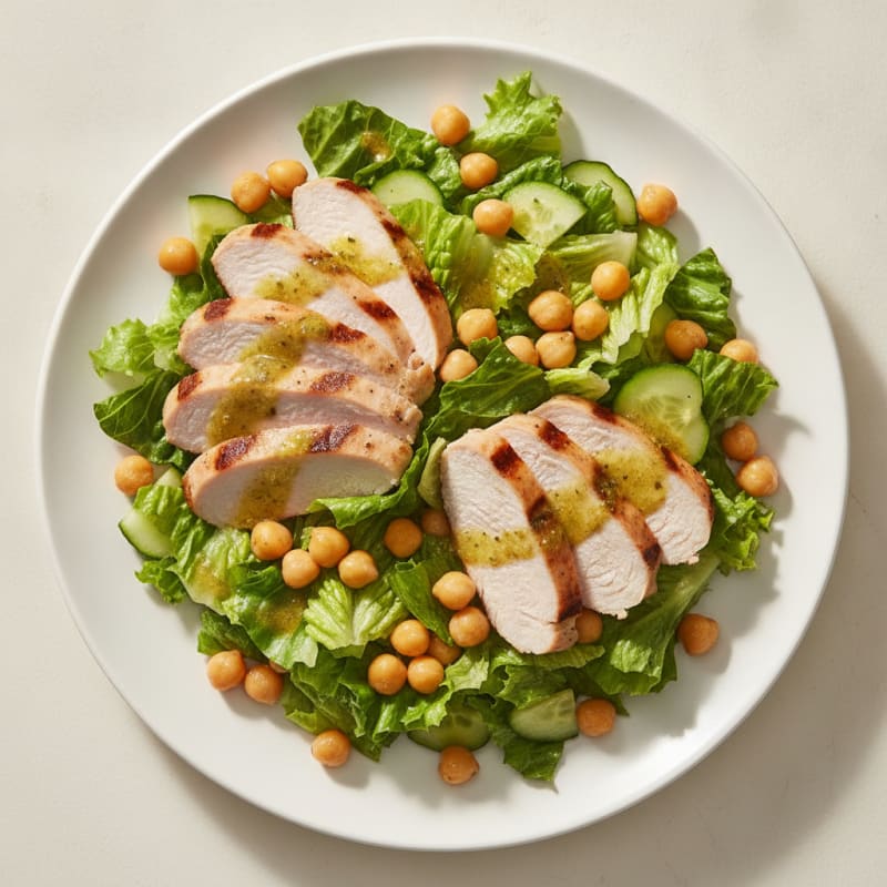 Grilled Turkey Breast with Crisp Romaine and Chickpea Salad