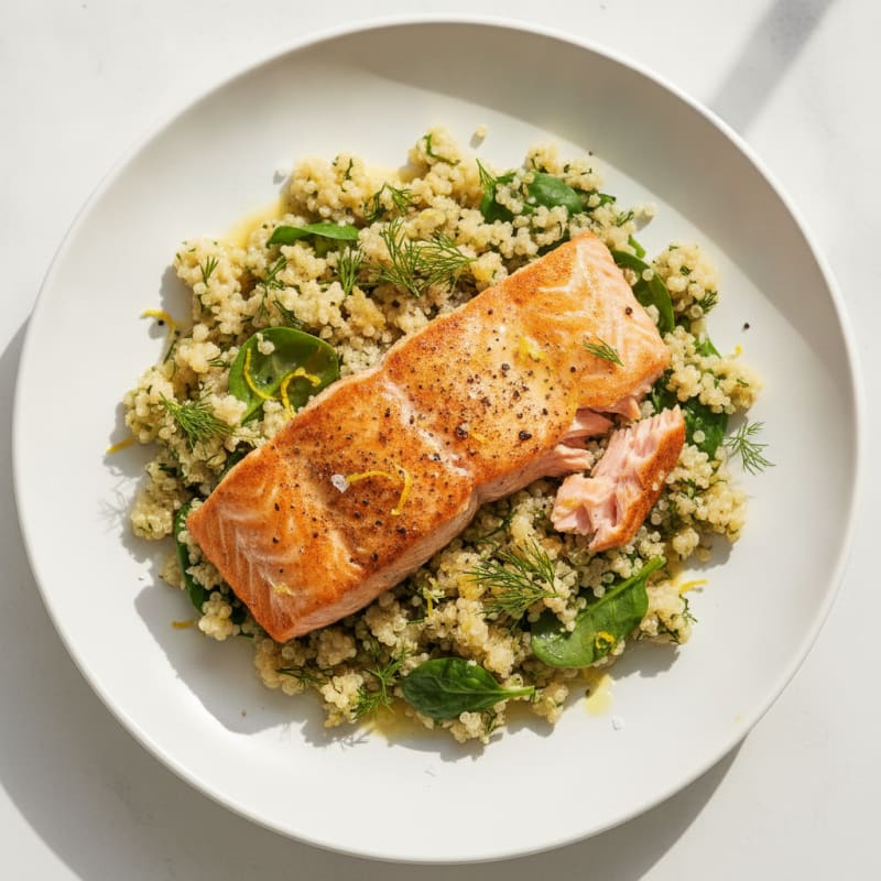 Pan-Seared Salmon with Lemon-Dill Quinoa