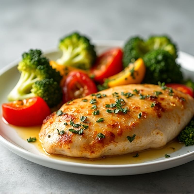 Garlic Herb Roasted Chicken Breast with Roasted Veggies