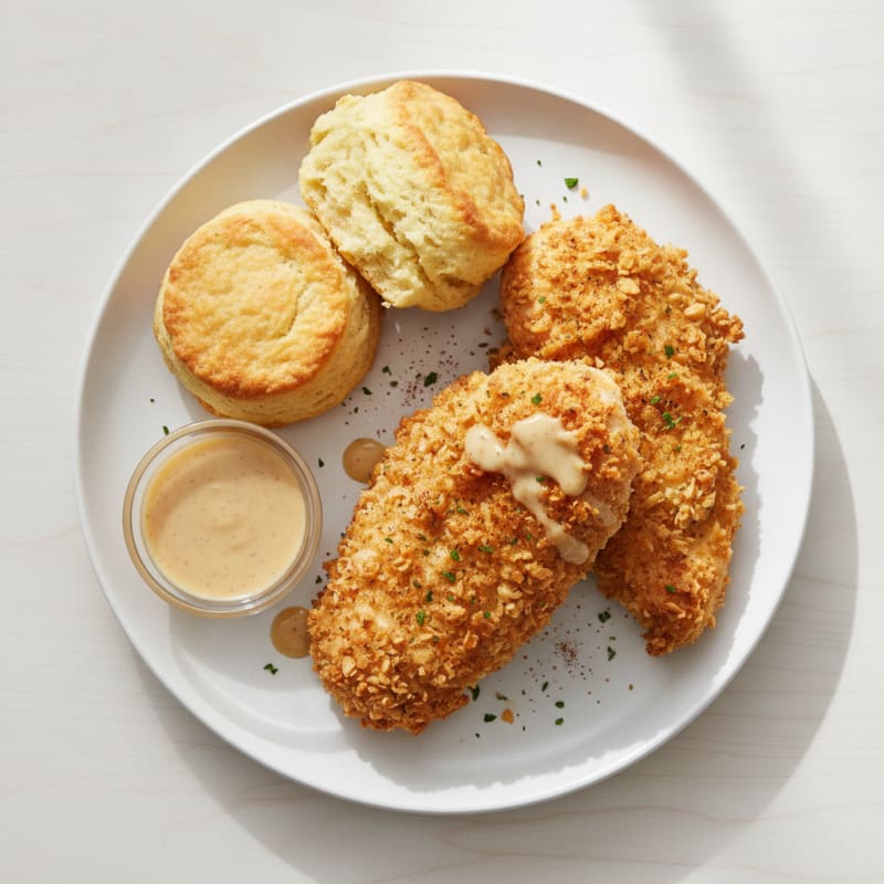 Buttermilk Fried Chicken with Fluffy Biscuits