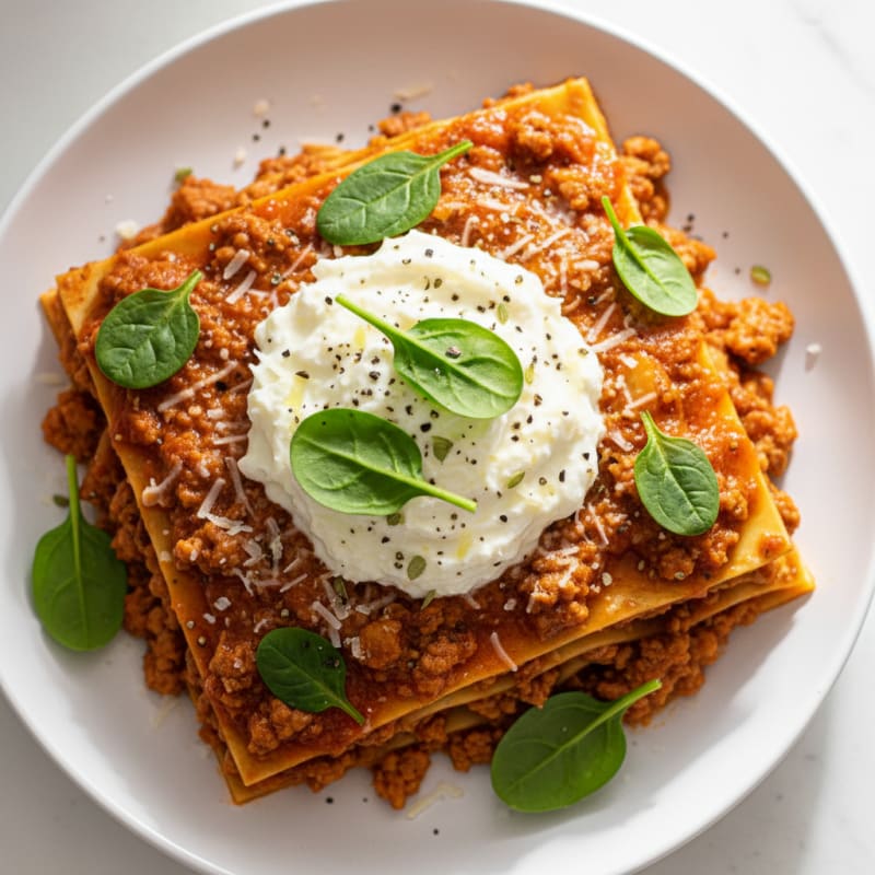Creamy Baked Lasagna with Rich Meat Sauce