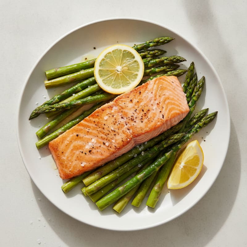 Pan-Seared Salmon with Roasted Asparagus