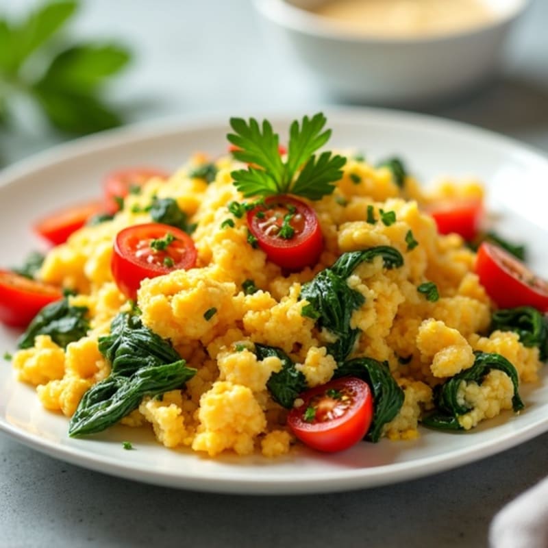 Fluffy Herb and Veggie Egg Scramble