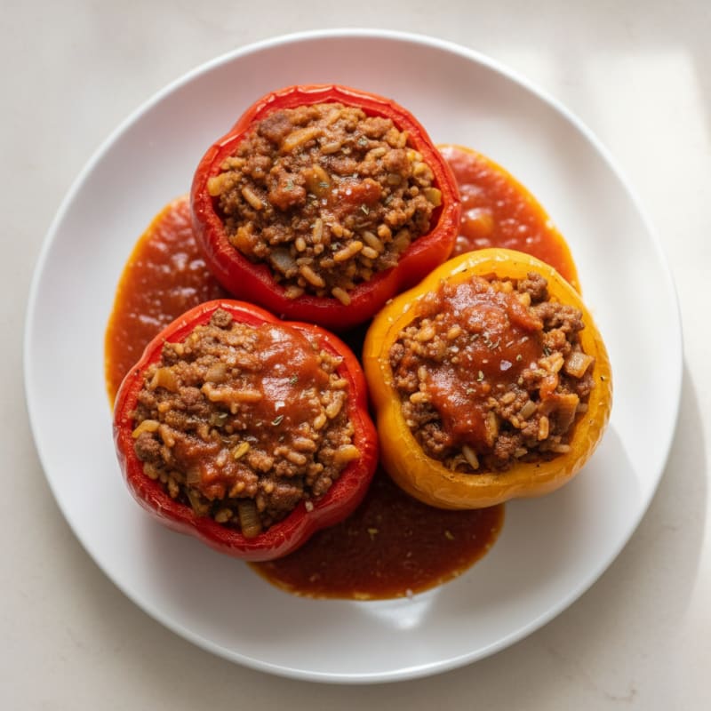 Beef and Rice Stuffed Bell Peppers