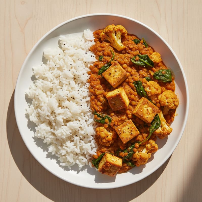 Lentil and Vegetable Curry with Basmati Rice