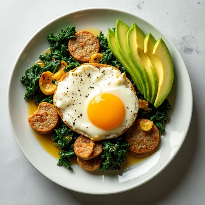 Egg White and Turkey Sausage Scramble with Spinach