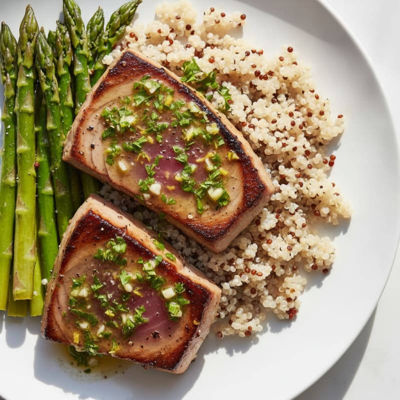 Seared Tuna with Lemon-Herb Sauce