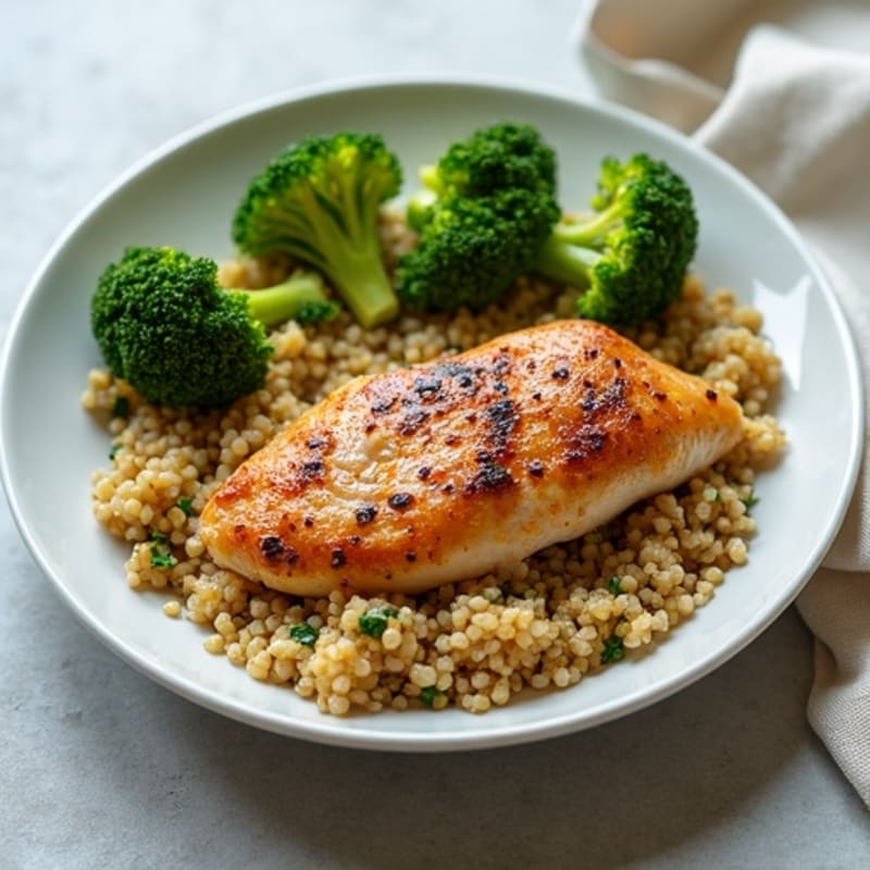 Grilled Chicken Breast with Quinoa and Steamed Broccoli