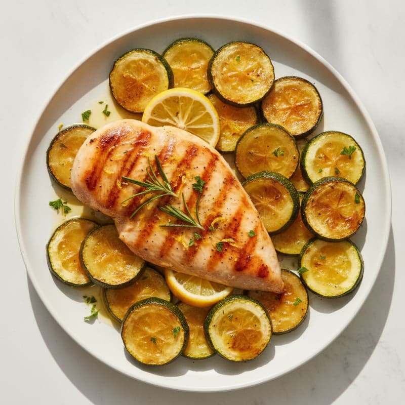 Grilled Chicken Breast with Roasted Zucchini