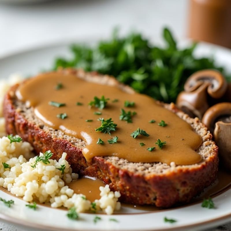 Herb-Seasoned Turkey Meatloaf with Mushroom Gravy