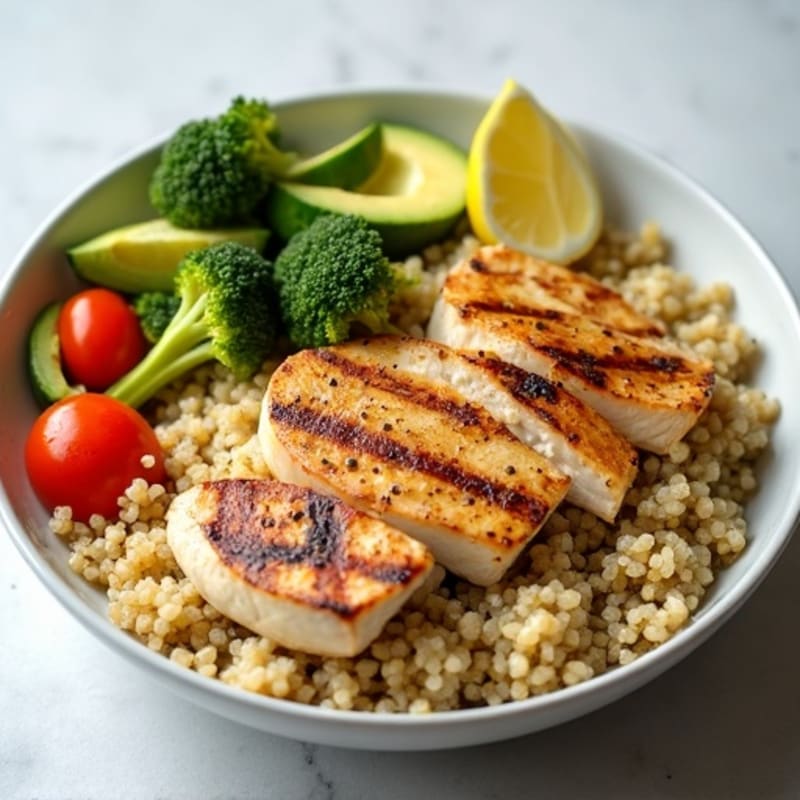 Grilled Chicken and Quinoa Bowl with Roasted Vegetables