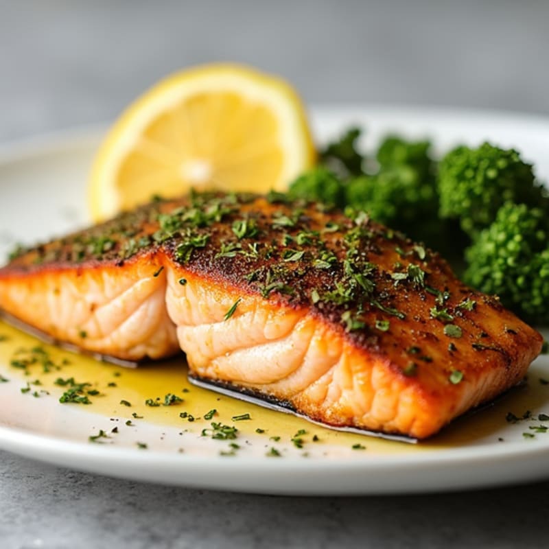 Herb-Crusted Pan Seared Salmon with Lemon