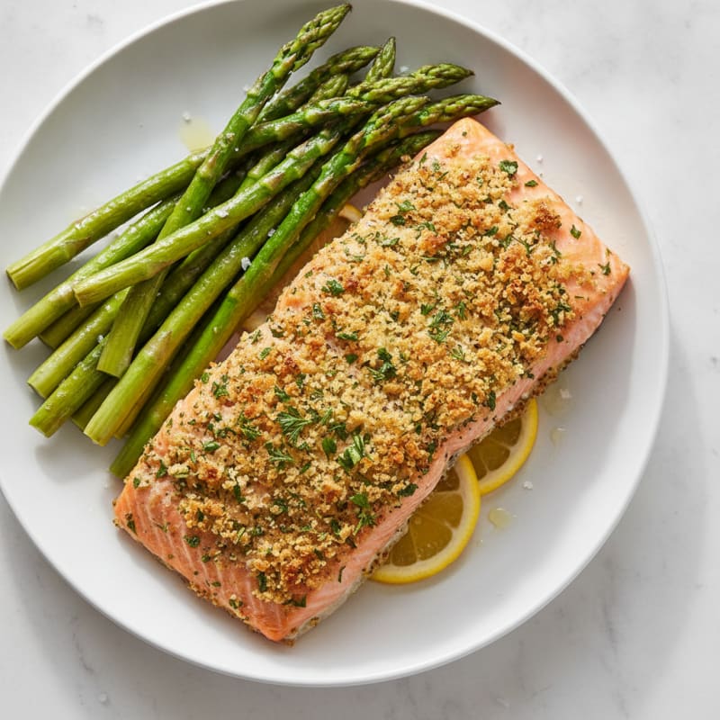 Herb-Crusted Salmon with Roasted Asparagus