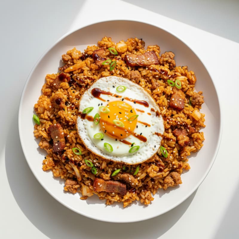 Crispy Kimchi Fried Rice with Pork Belly