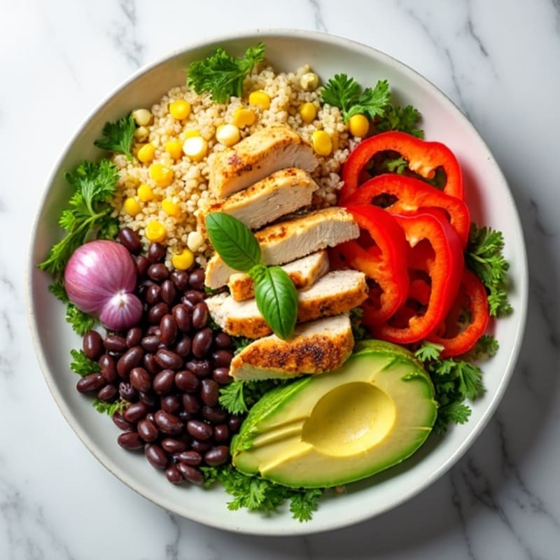 Fresh Quinoa & Black Bean Salad with Grilled Chicken