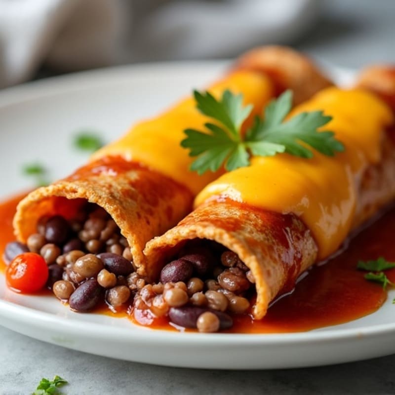 Black Bean and Ground Beef Enchiladas with Melted Cheese