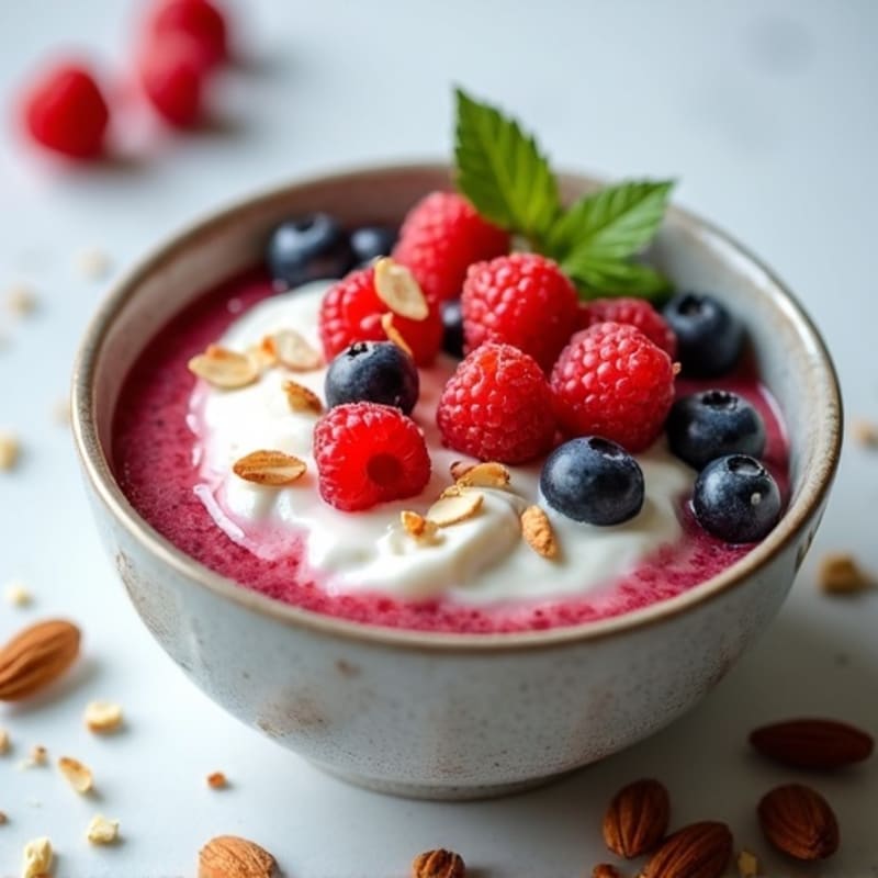 Creamy Greek Yogurt with Fresh Berries and Crunchy Almonds