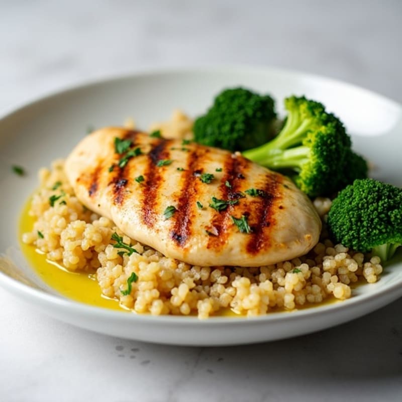 Grilled Chicken Breast with Quinoa and Steamed Broccoli