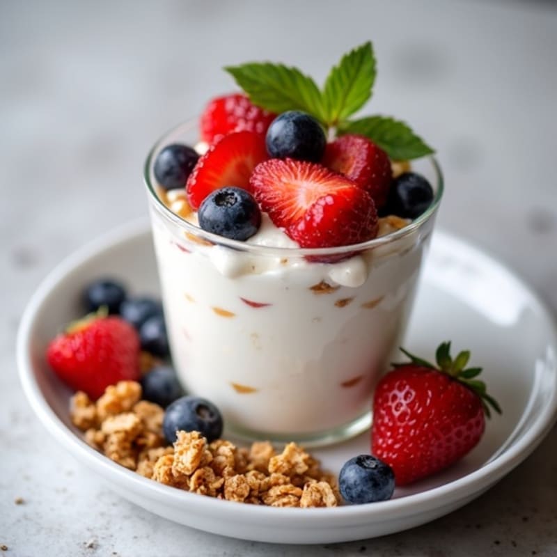 Greek Yogurt Protein Parfait with Mixed Berries and Almond Butter