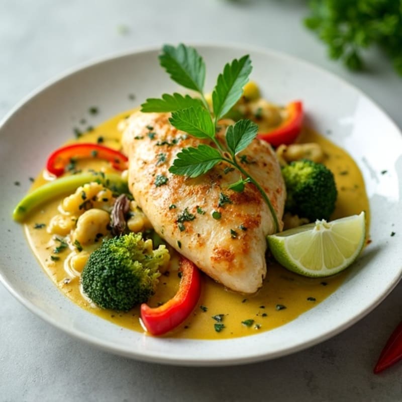 Creamy Coconut Chicken Green Curry with Vegetables
