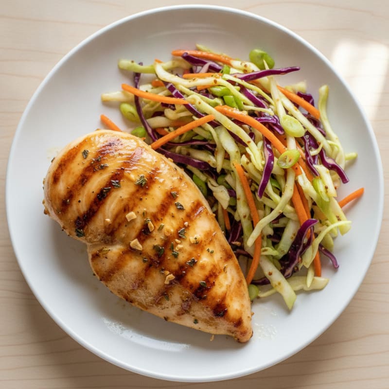 Grilled Chicken Breast with Crunchy Cabbage Slaw