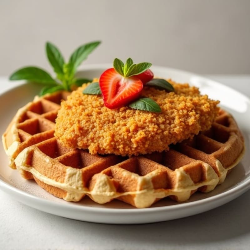 Golden Crispy Chicken and Whole Wheat Waffles