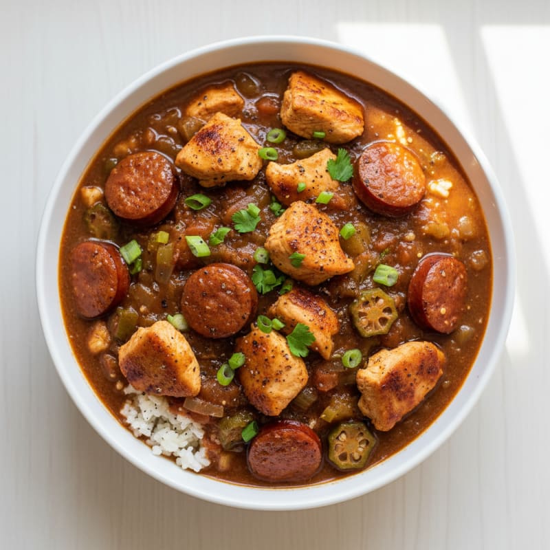 Smoky Creole Chicken and Sausage Gumbo