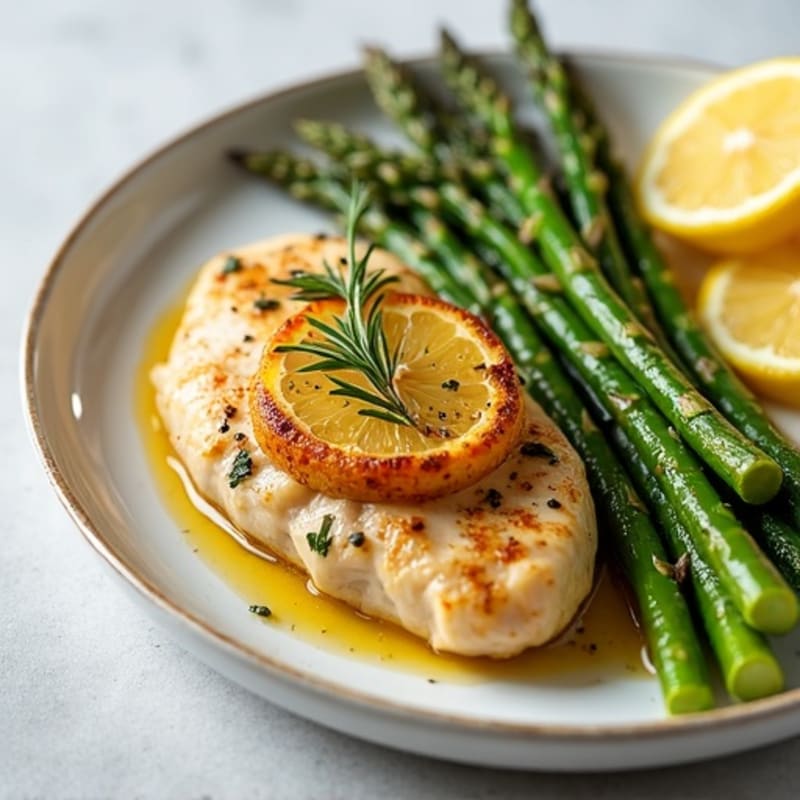 Lemon Herb Roasted Chicken with Crispy Asparagus